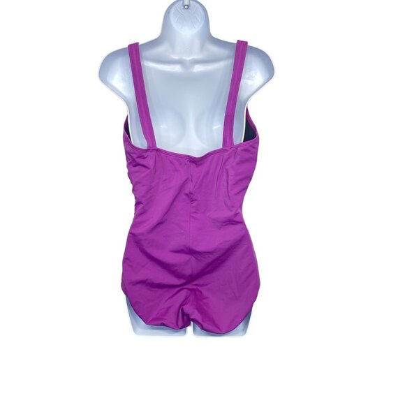 Speedo Rusched V Neck Purple Swimsuit One Piece Women's 16 - Picture 3 of 9